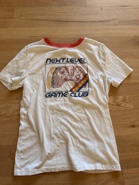 OshKosh B'gosh White Tee with Red Trim and Retro Game Graphic